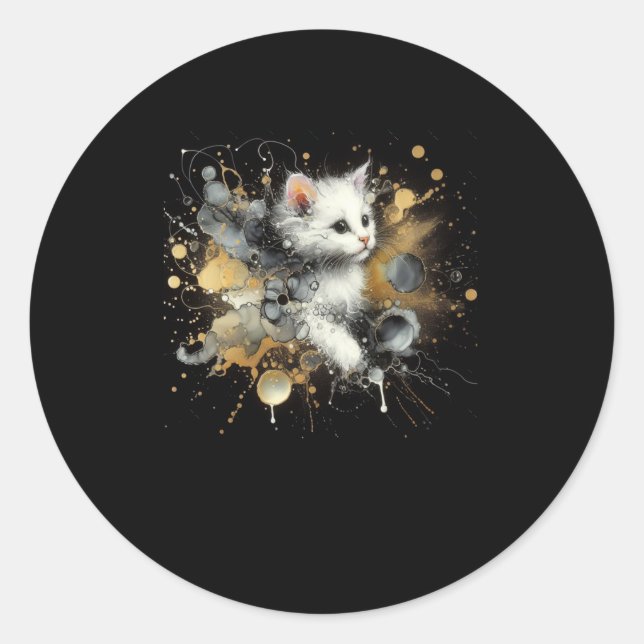 A Cat In The Black Night Sticker  (Front)