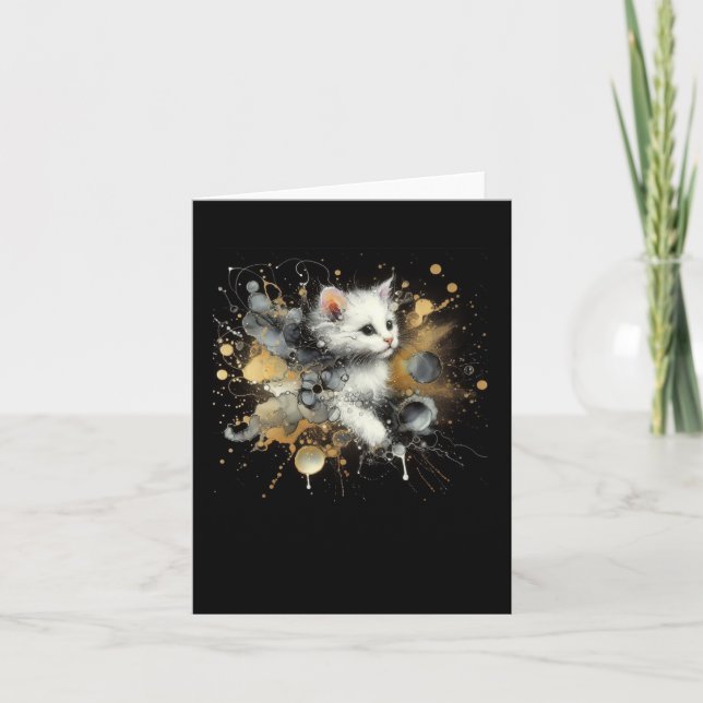 A Cat In The Black Night Sticker  Card (Front)