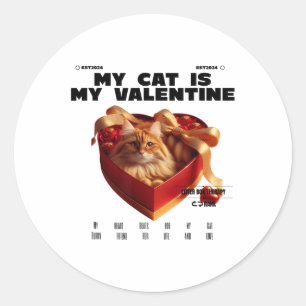 A Cat In The Box Therapy Happy Valentine Day Funny Classic Round Sticker