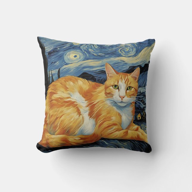 A Cat in The Starry Night Cushion (Front)