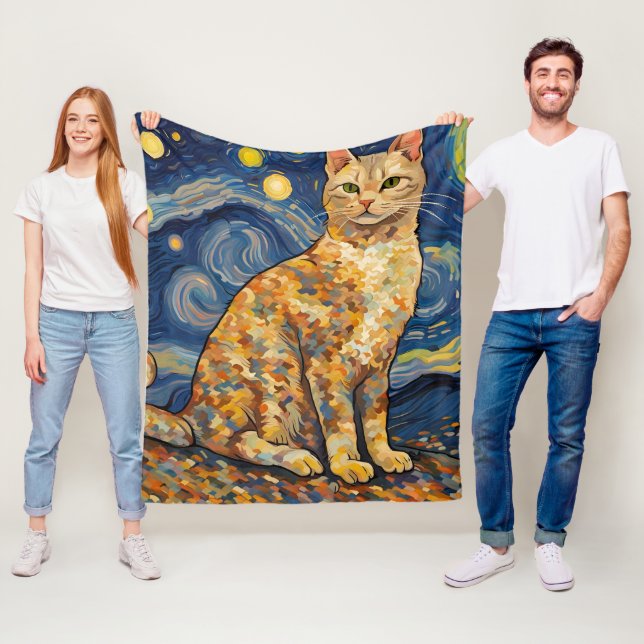 A Cat in The Starry Night Fleece Blanket (In Situ)