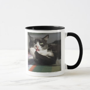 A Cat Licking It's Paw Mug