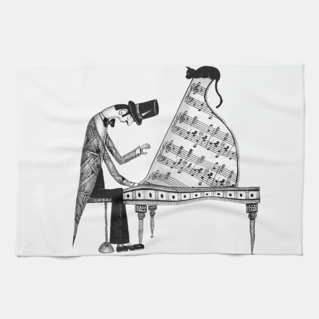 A cat named Sonata Tea Towel (Horizontal)