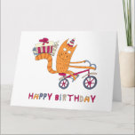 A cat on a bicycle carries birthday gifts. card<br><div class="desc">A cat on a bicycle carries birthday gifts. Birthday gift for son,  grandson,  mother,  grandmother,  father. You can find similar designs in my collection.</div>