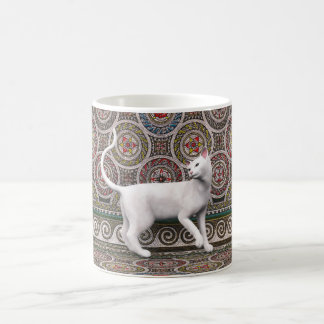 A cat on the mosaic coffee mug