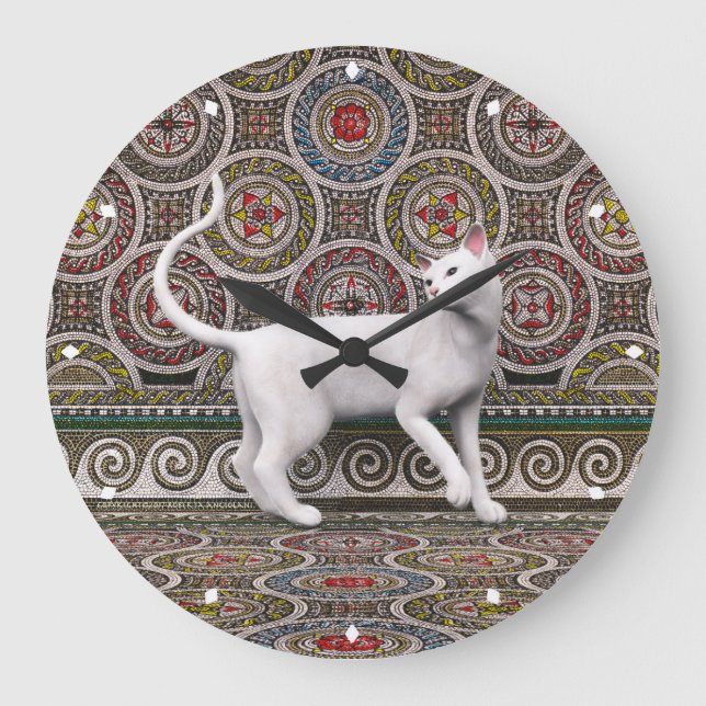 A cat on the mosaic large clock (Front)