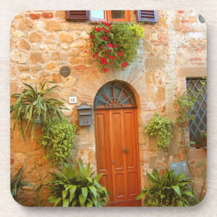 A cat seeks entrance to home in Pienza, Italy. Coaster