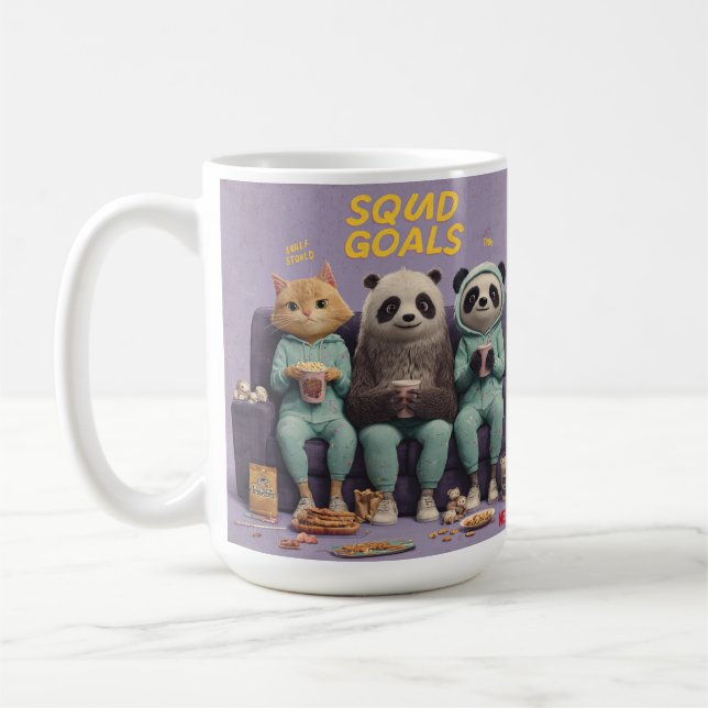  A Cat, Sloth, and Panda's Ultimate Netflix Night Coffee Mug (Left)