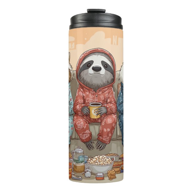  A Cat, Sloth, and Panda's Ultimate Netflix Night Thermal Tumbler (Front)