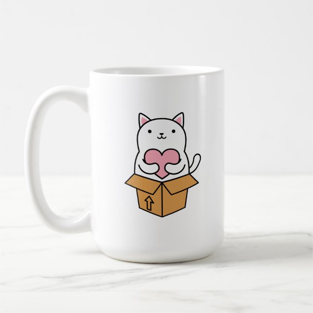 A cat that carries a heart. coffee mug (Left)