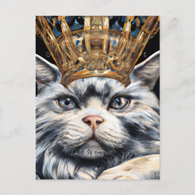 A Cat With a Crown Postcard (Front)