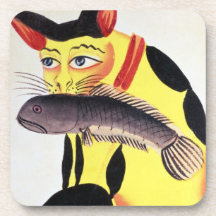 A cat with a fish in its mouth, from the Rudyard K Coaster