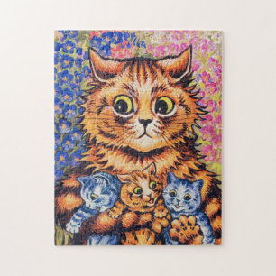 A Cat with her Kittens by Louis Wain Jigsaw Puzzle
