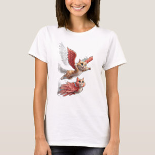 A cat with wings flying like a bird. T-Shirt