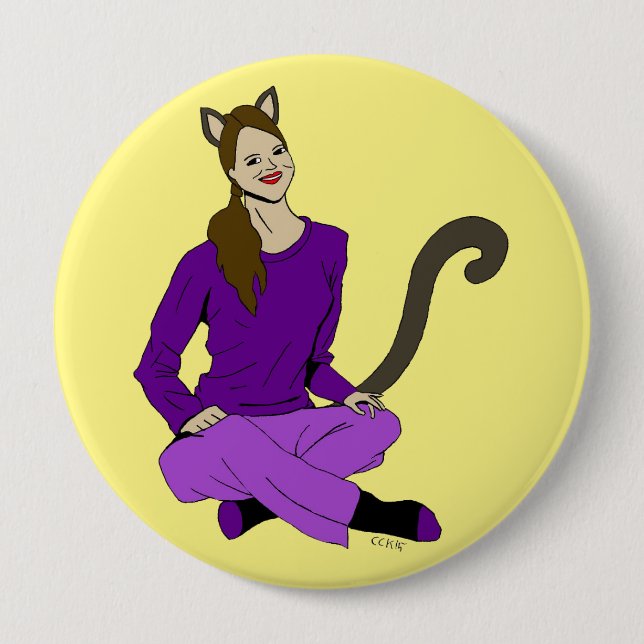 a catgirl 10 cm round badge (Front)