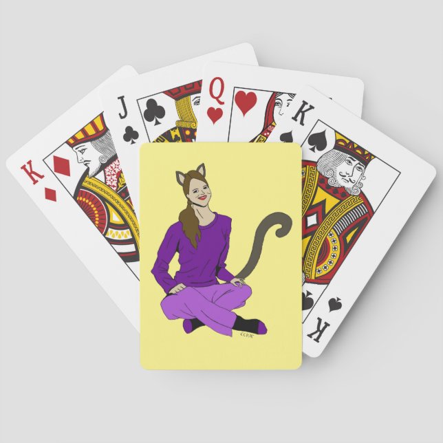 a catgirl playing cards (Back)