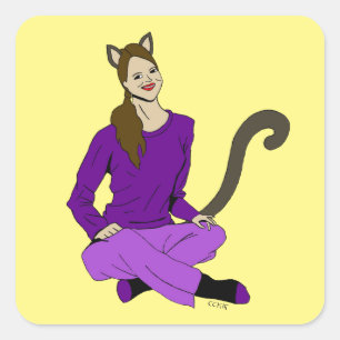 a catgirl square sticker