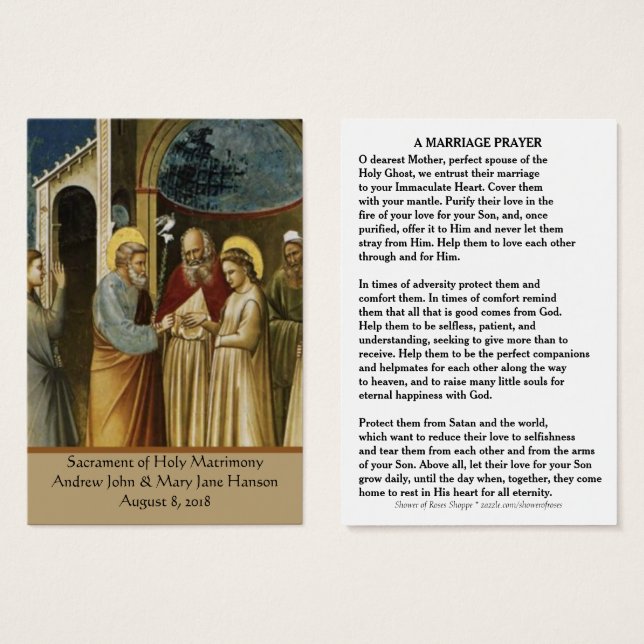 A Catholic Wedding Prayer Favour Holy Card (Front & Back)