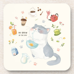 A Cat's Day - My Cat Brew of the Day Coaster