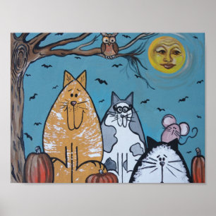 A Cat's Harvest Moon Poster
