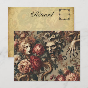 A Cautionary Flourish - Gothic Victorian Holiday Postcard