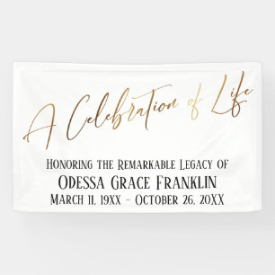 A Celebration of Life Gold Handwriting Typography Banner