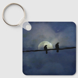 A Celestial Pair Of Crows  Key Ring
