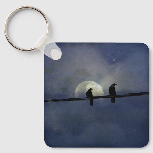 A Celestial Pair Of Crows  Key Ring (Front)