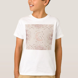 A celestial theme with stars, moons, and clouds T-Shirt