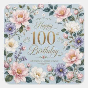 A Century of Blooming Grace Square Sticker