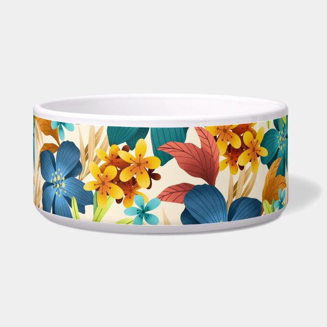 A ceramic bowl with a vibrant floral pattern  (Front)