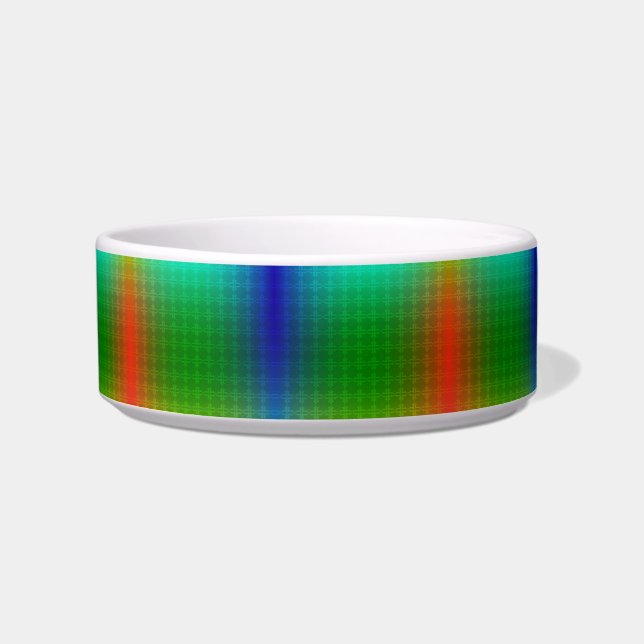 A ceramic bowl with a vibrant, rainbow gradient  (Front)