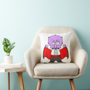A Ceratops Dinosaur Dressed Up As Count Dracula. Cushion