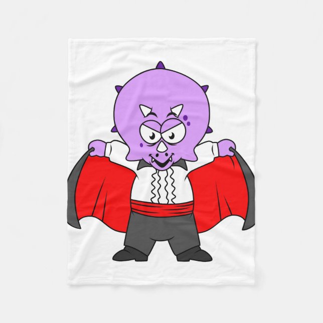 A Ceratops Dinosaur Dressed Up As Count Dracula. Fleece Blanket (Front)