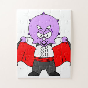 A Ceratops Dinosaur Dressed Up As Count Dracula. Jigsaw Puzzle