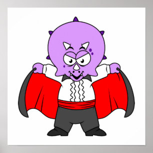 A Ceratops Dinosaur Dressed Up As Count Dracula. Poster