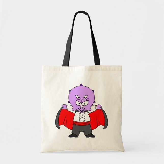 A Ceratops Dinosaur Dressed Up As Count Dracula. Tote Bag (Front)