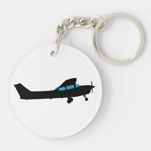 A Cessna in silhouette Key Ring (Back)