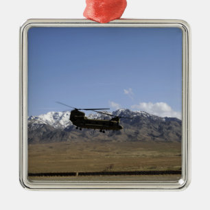 A CH-47 Chinook takes off Metal Ornament