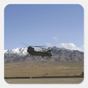 A CH-47 Chinook takes off Square Sticker