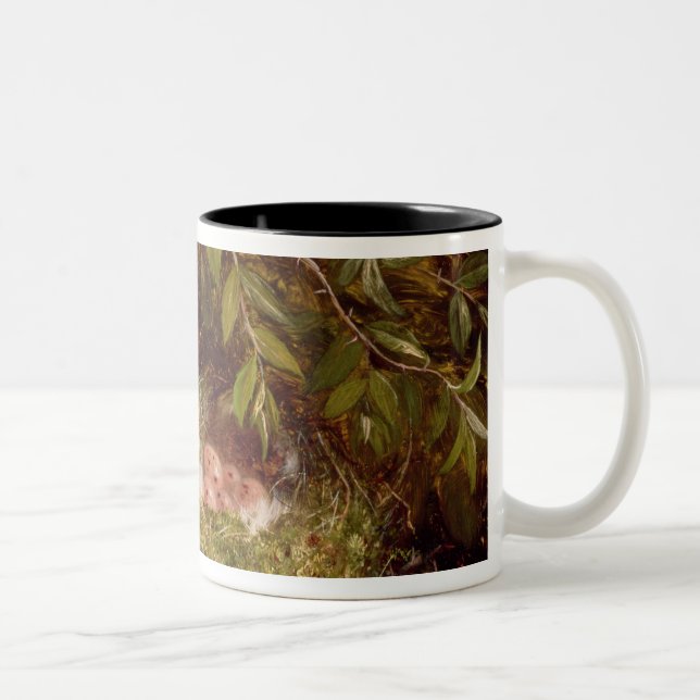 A Chaffinch at its Nest, 1877 (oil on panel) Two-Tone Coffee Mug (Right)