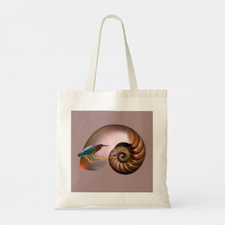 A chambered nautilus shell tote bag