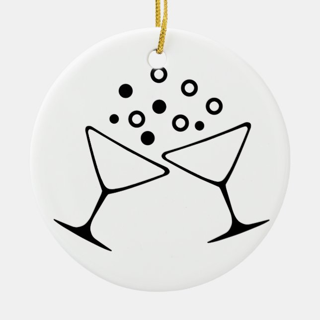 A Champagne Toast Ceramic Ornament (Front)