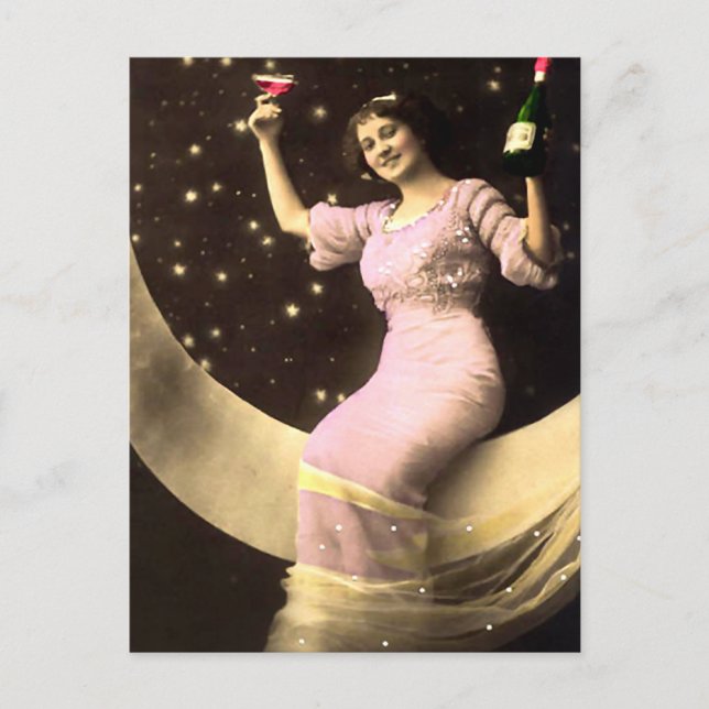 A Champagne Toast on the Moon Postcard (Front)