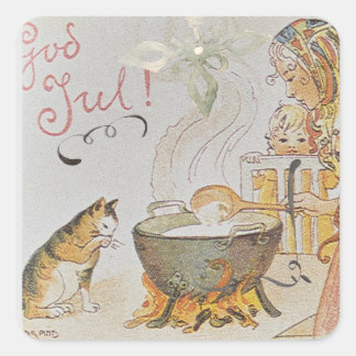 A charming Scandinavian winter scene Tack Kort Square Sticker