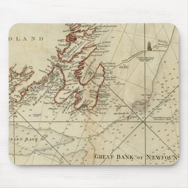 A Chart Of The Banks Of Newfoundland Mouse Pad (Front)
