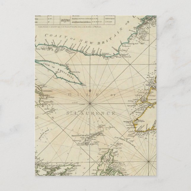 A Chart Of The Gulf Of St Lawrence Postcard (Front)