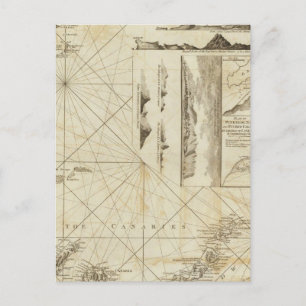 A chart of the Maderas and Canary Islands Postcard