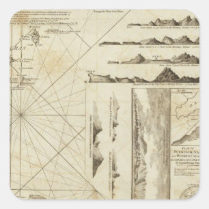 A chart of the Maderas and Canary Islands Square Sticker