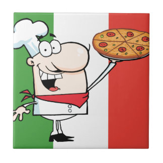 A Chef Holds Up Pizza Tile